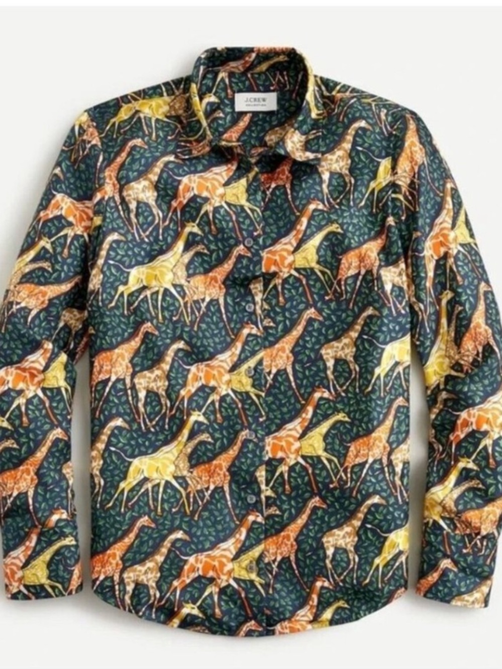 J.Crew Collection Silk Giraffe Safari Animal Print Blouse Green Size 00